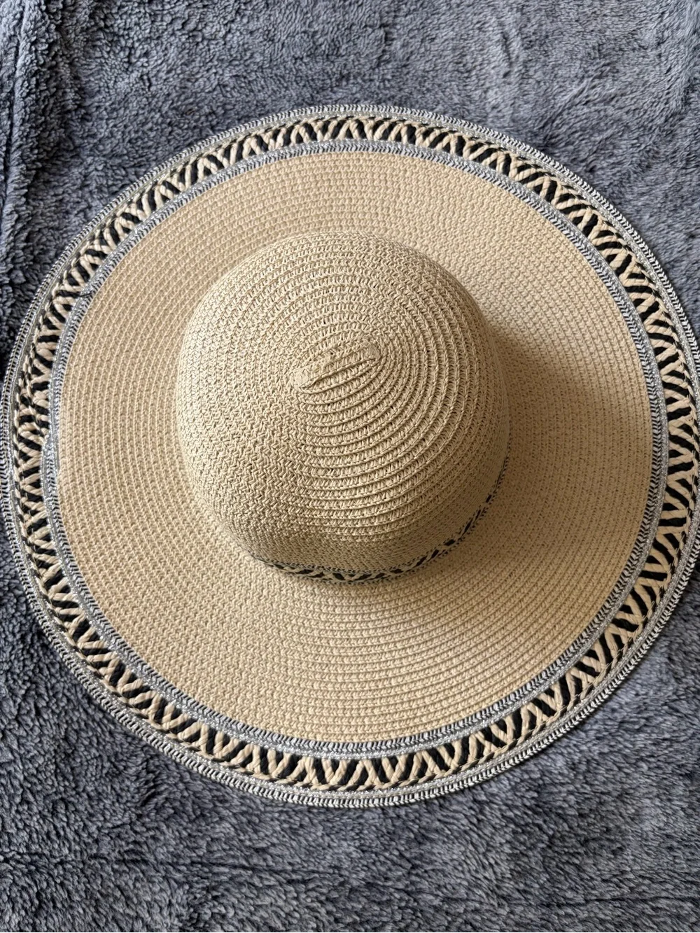 Wide Brim Straw Sun Hat - Beige